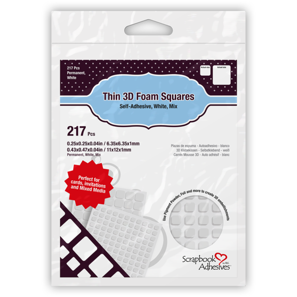 Thin 3D Foam Squares White Mix - US SHIPPING ONLY!