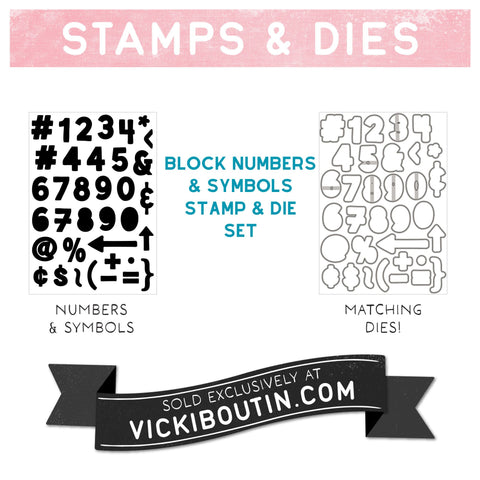 Block Numbers & Symbols Stamp & Die Set- VICKI BOUTIN Exclusives