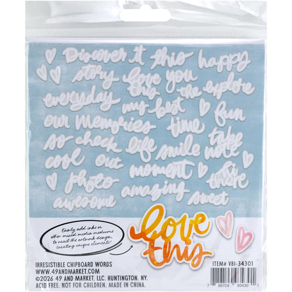49 and Market IRRESISTIBLES Chipboard Words Set - CANADA SHIPPING only!!