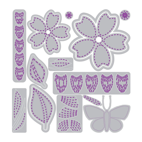 PREORDER!! SIZZIX Thinlits Die Set 17PK - Stitched Floral by Vicki Boutin - CANADA SHIPPING ONLY!!