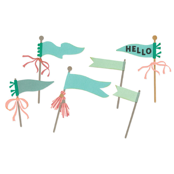 PREORDER!! SIZZIX Thinlets Die Set - Layered Pennant Flags - by Vicki Boutin - CANADA SHIPPING