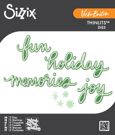 PREORDER!! SIZZIX Thinlets Die Set - Vicki Holiday Script - by Vicki Boutin - CANADA ONLY!!!