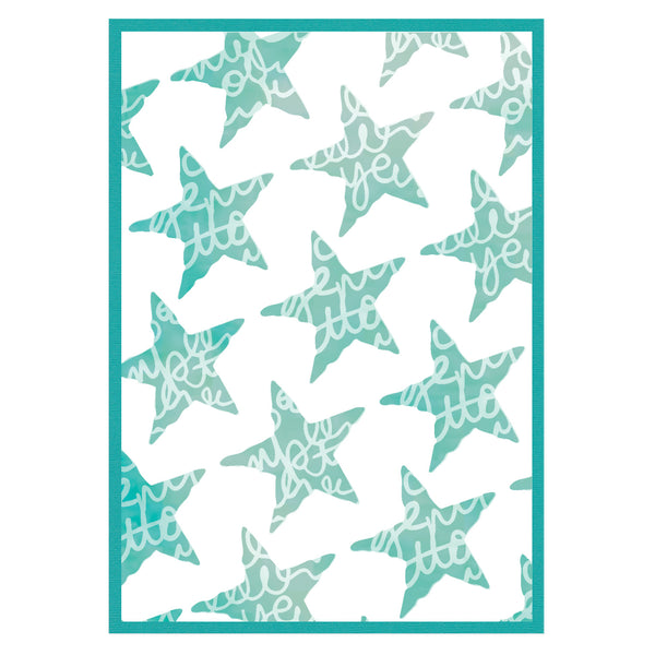 PREORDER!! SIZZIX A4 Stencil w/ Framlits Die Set - Script Layering Starts - by Vicki Boutin - US SHIPPING ONLY!!