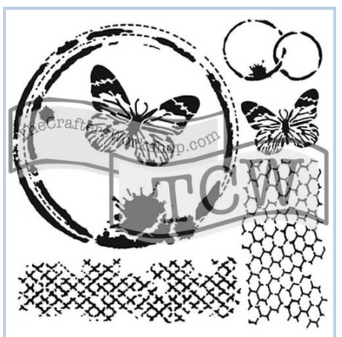 TCW Butterfly Collage 12x12 Stencil